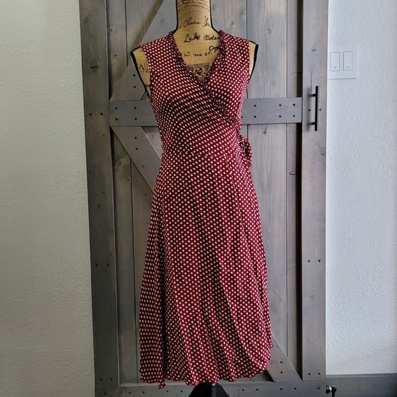 Vintage Loco Lindo Wrap Dress Size Small Swing Polka dot Ruffle Rayon Sleeveless - Picture 2 of 14